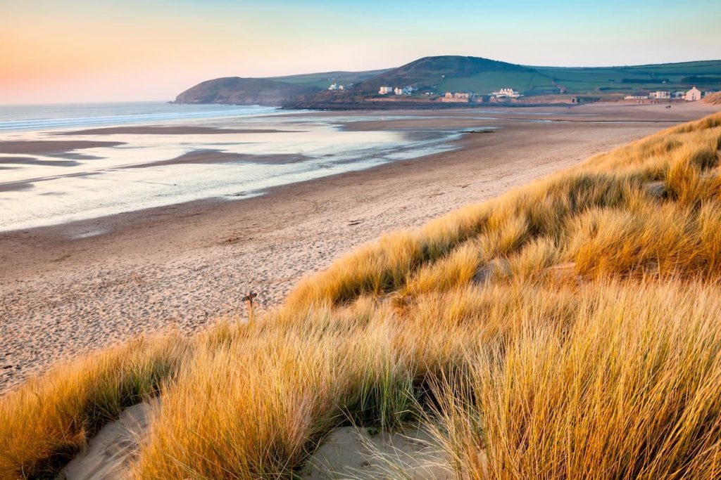 Croyde beach across the dunes